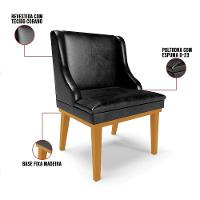 Kit 02 Cadeiras Liz Corano Base Fixa Madeira Castanho Preto