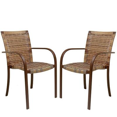 2 Cadeiras, Alumínio Pintura Eletrostática Marrom