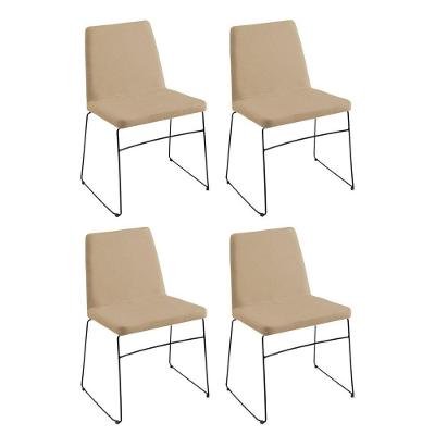 Kit 4 Cadeiras Decorativa Sala De Jantar Anne Linho Bege - Gran Belo