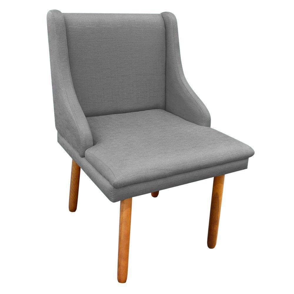 Cadeira De Jantar Liz Linho Grafite A26 Pés Palito Castanho D'rossi - 1