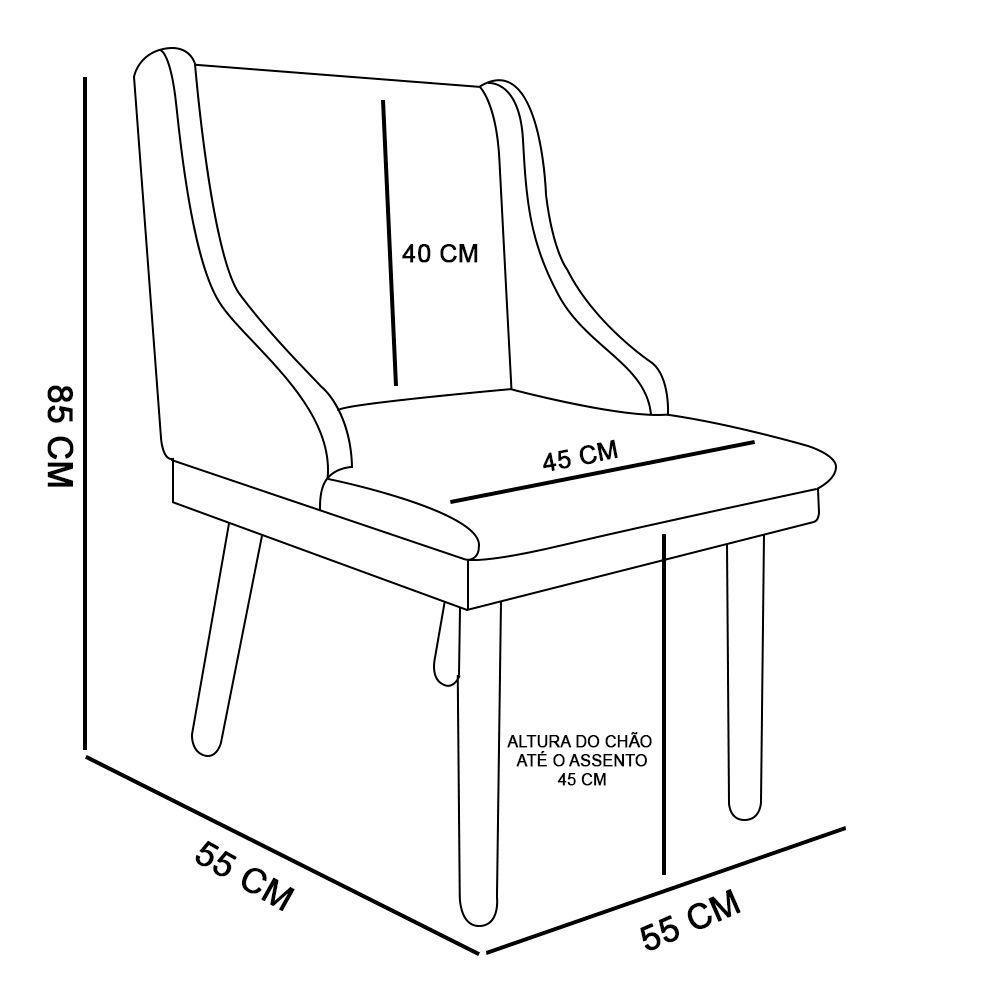 Cadeira De Jantar Liz Linho Grafite A26 Pés Palito Castanho D'rossi - 2