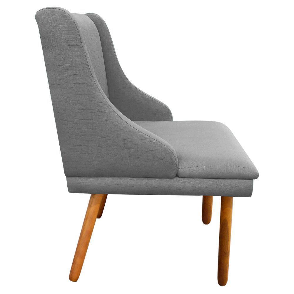 Cadeira De Jantar Liz Linho Grafite A26 Pés Palito Castanho D'rossi - 4