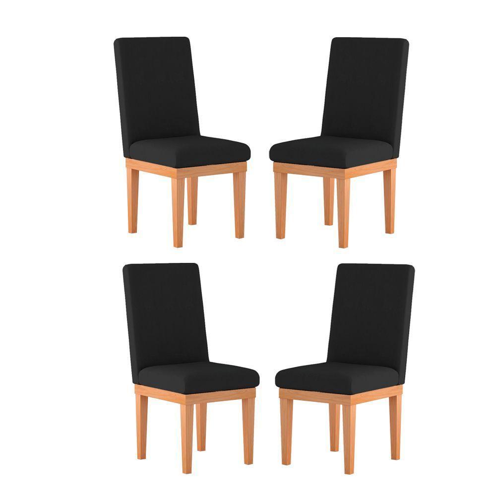 Kit 4 Cadeiras Estofadas Para Mesa De Jantar preta - 1