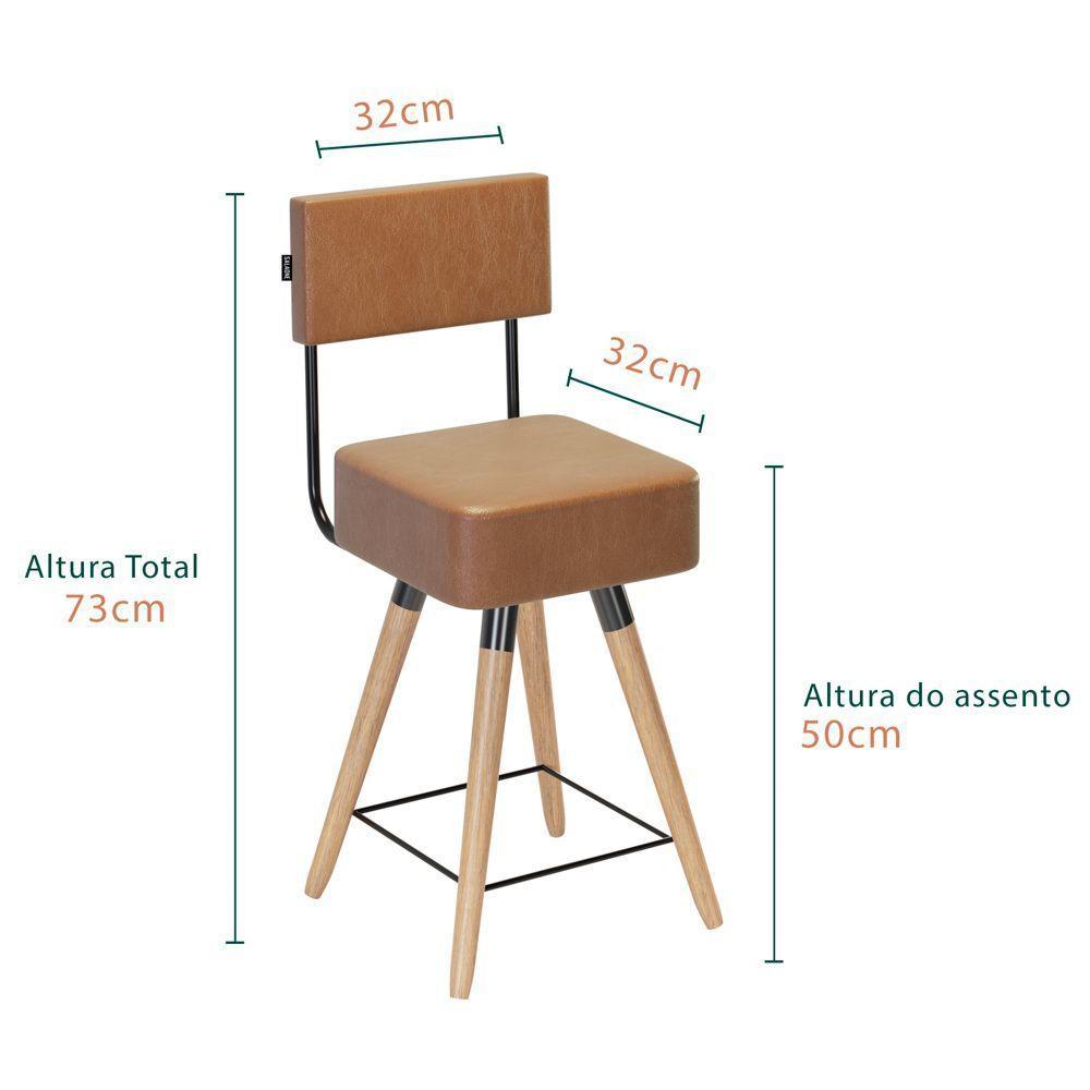 Kit 05 Banquetas Cadeiras 73cm Com Encosto Corano Amarula - 3