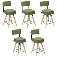 Kit 05 Banquetas Cadeiras 73cm Com Encosto Corano Verde - 1