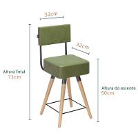 Kit 05 Banquetas Cadeiras 73cm Com Encosto Corano Verde - 3