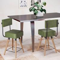 Kit 05 Banquetas Cadeiras 73cm Com Encosto Corano Verde - 4