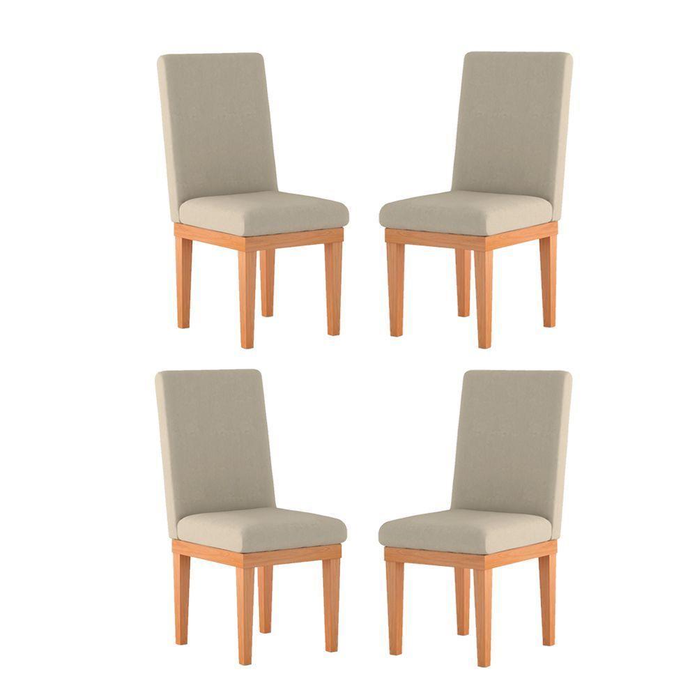 Kit 4 Cadeiras Estofadas Para Mesa De Jantar bege - 1