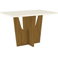 Conjunto Sala De Jantar Tampo Mdf Canto Reto Com Vidro 120 Cm 04 Cadeiras Kateryna Henn Nature Com Off White E Linho - 9