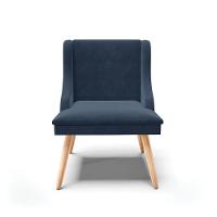 Kit 04 Cadeiras De Jantar Liz Suede Azul Marinho Pés Palito Natural - 7