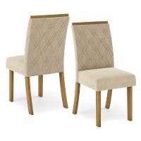 Conjunto Sala De Jantar Tampo Mdf Canto Reto Com Vidro 160 Cm 06 Cadeiras Sabrina Henn Nature Com Off White E Linho - 10
