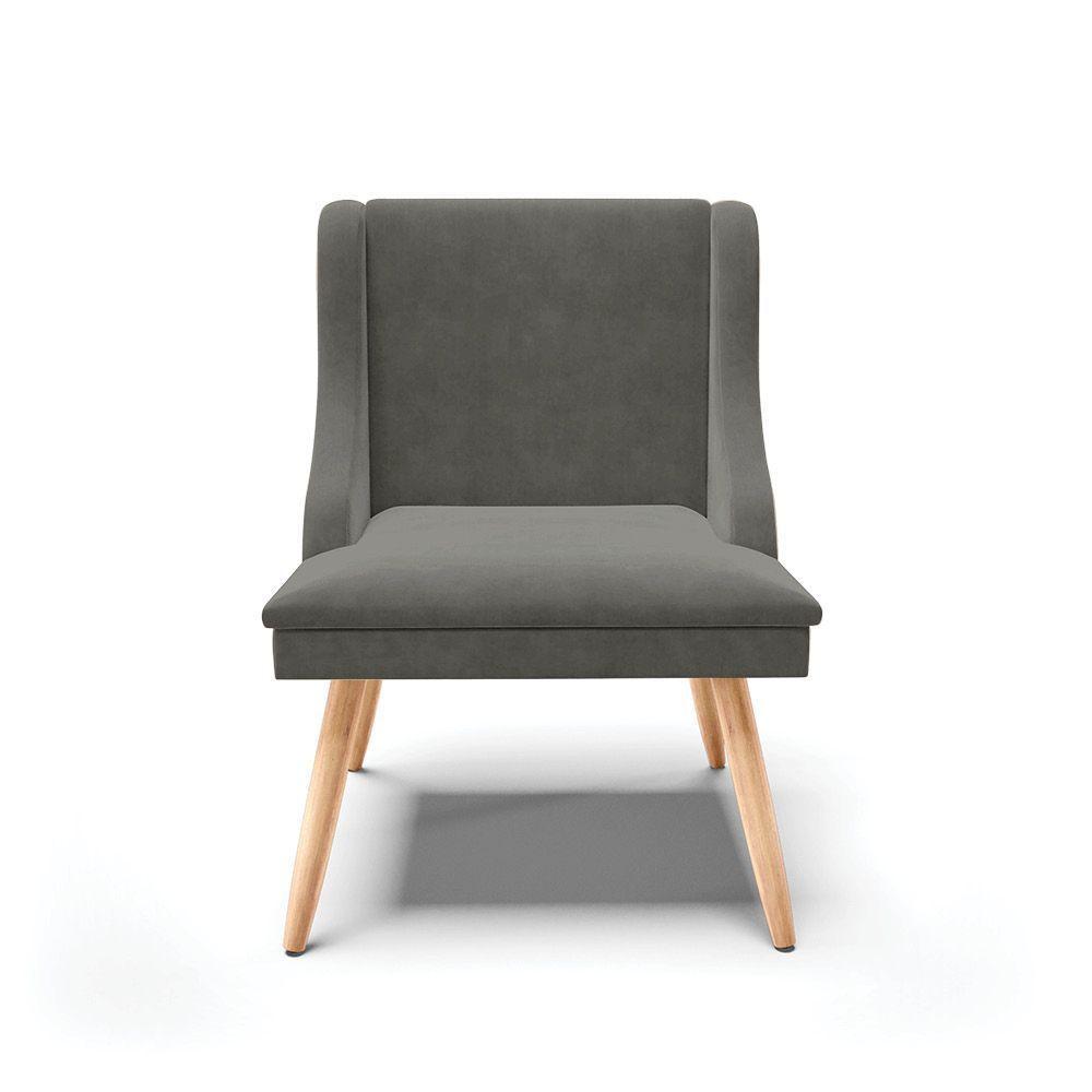 Kit 08 Cadeiras De Jantar Liz Suede Grafite Pés Palito Natural - 7