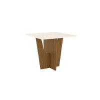 Conjunto Sala De Jantar Tampo Mdf Canto Reto Com Vidro 90 Cm 04 Cadeiras Andressa Henn Nature Com Off White E Bege - 9