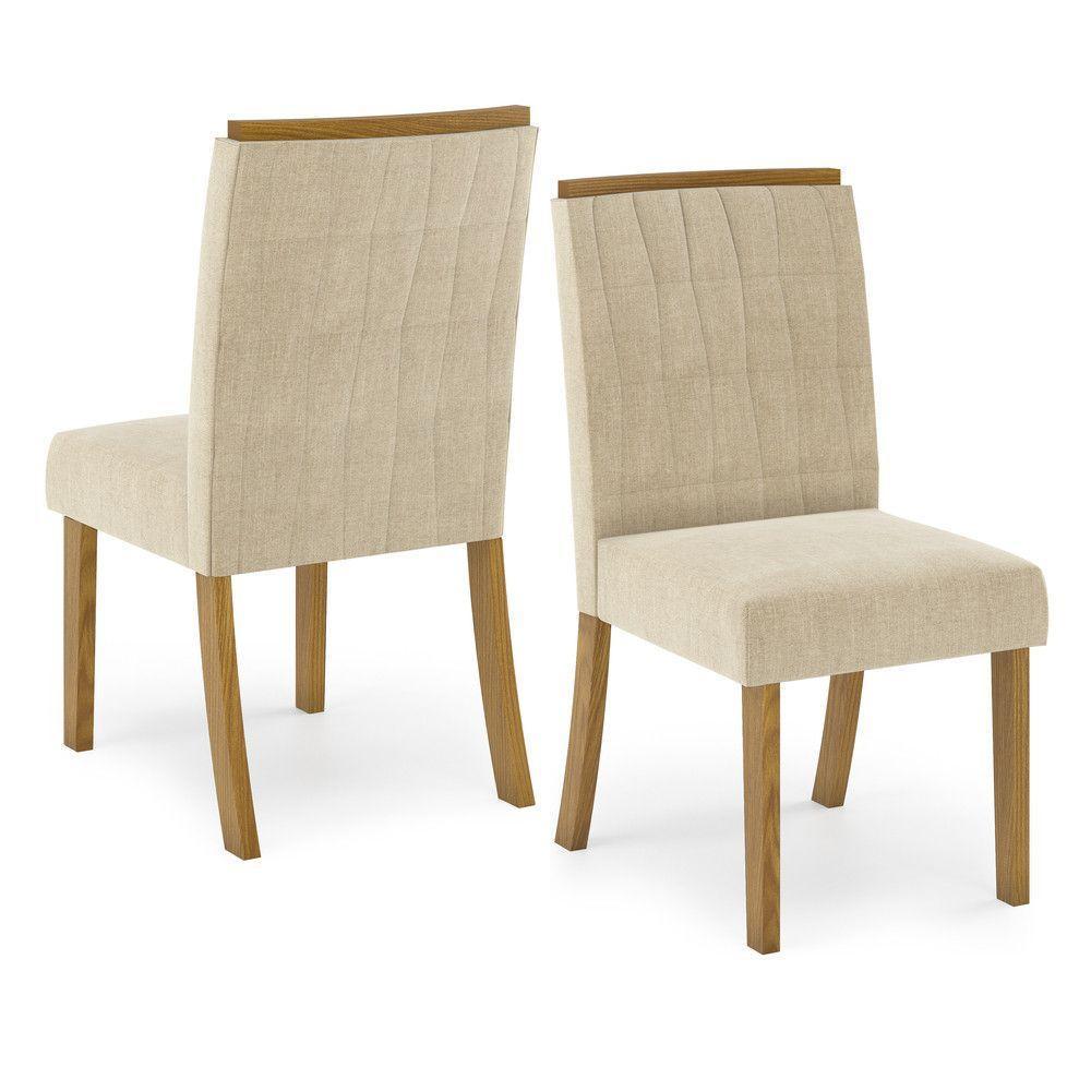 Conjunto Sala De Jantar Tampo Mdf Canto Reto Com Vidro 200 Cm 08 Cadeiras Liane Henn Nature Com Off White E Linho - 7