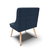 Kit 06 Cadeiras De Jantar Liz Suede Azul Marinho Pés Palito Natural - 5