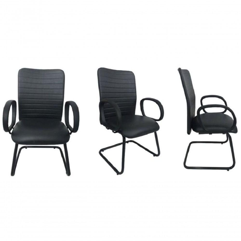03 Cadeiras Para Escritório Encosto Gomado Livorno Preto - 1