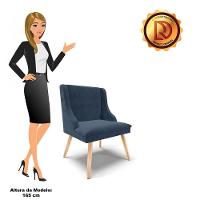 Kit 08 Cadeiras De Jantar Liz Suede Azul Marinho Pés Palito Natural - 3