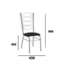 Kit 6 Cadeiras Gisele Cromada Com Reforço-assento Corino Preto - 3