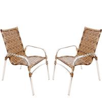 2 Cadeiras Emily Cor Cappuccino, Estrutura Alumínio Polido, área Interna E Externa - 1