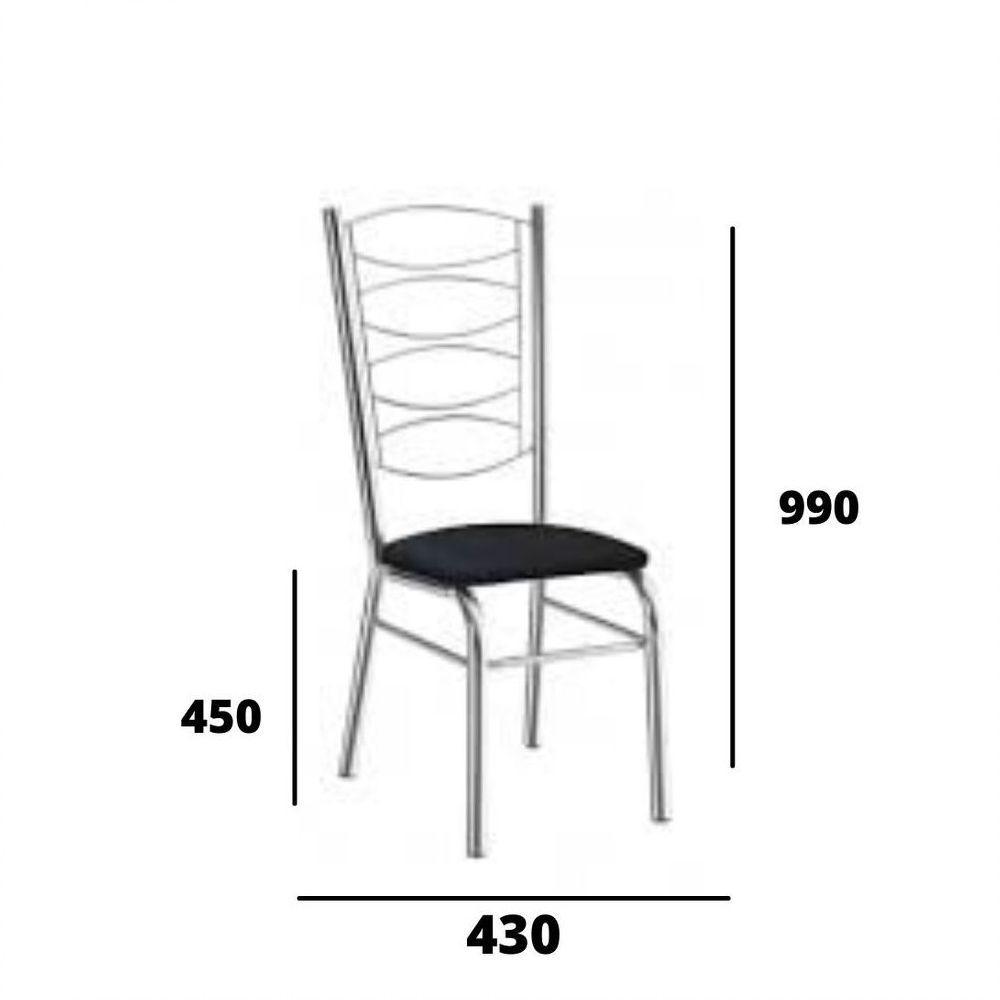 Kit 2 Cadeiras Gisele Cromada Com Reforço-assento Corino Preto - 3
