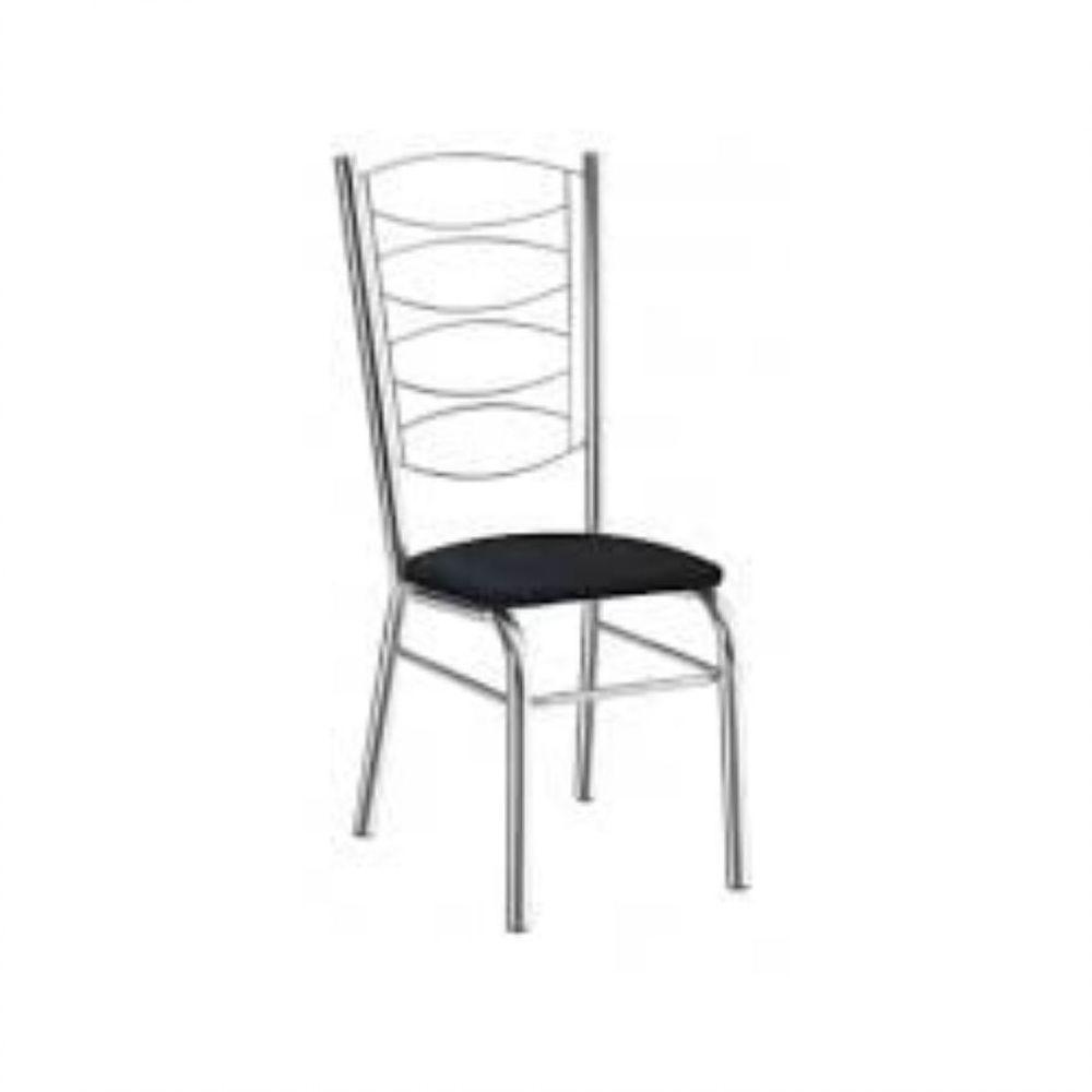 Kit 2 Cadeiras Gisele Cromada Com Reforço-assento Corino Preto - 4
