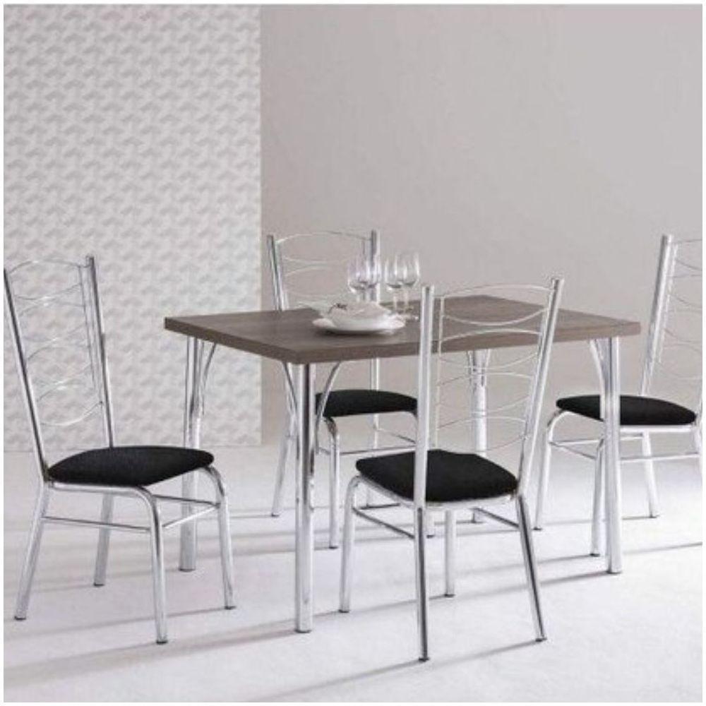 Kit 7 Cadeiras Gisele Cromada Com Reforço-assento Corino Preto - 2