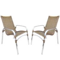 2 Cadeiras Emily Cor Sépia, Estrutura Alumínio Polido, área Interna E Externa - 1