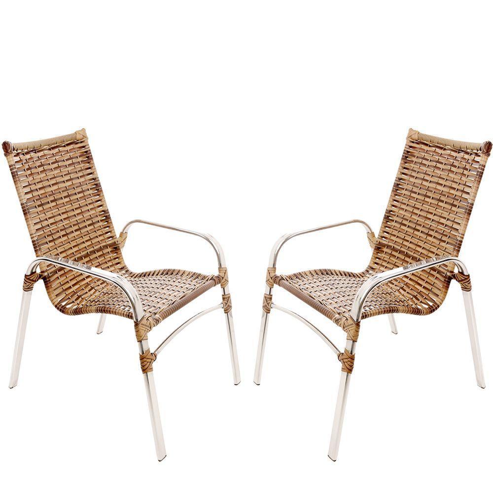 2 Cadeiras Emily Cor Cappuccino, Estrutura Alumínio Polido, área Interna E Externa - 1