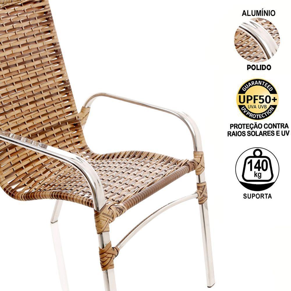 2 Cadeiras Emily Cor Cappuccino, Estrutura Alumínio Polido, área Interna E Externa - 2