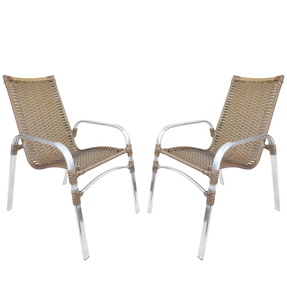 2 Cadeiras Emily Cor Sépia, Estrutura Alumínio Polido, área Interna E Externa - 1