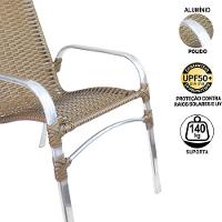 2 Cadeiras Emily Cor Sépia, Estrutura Alumínio Polido, área Interna E Externa