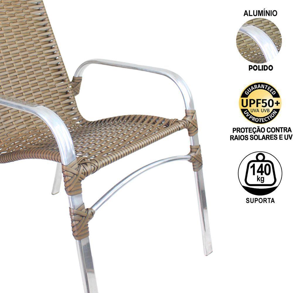 2 Cadeiras Emily Cor Sépia, Estrutura Alumínio Polido, área Interna E Externa - 3