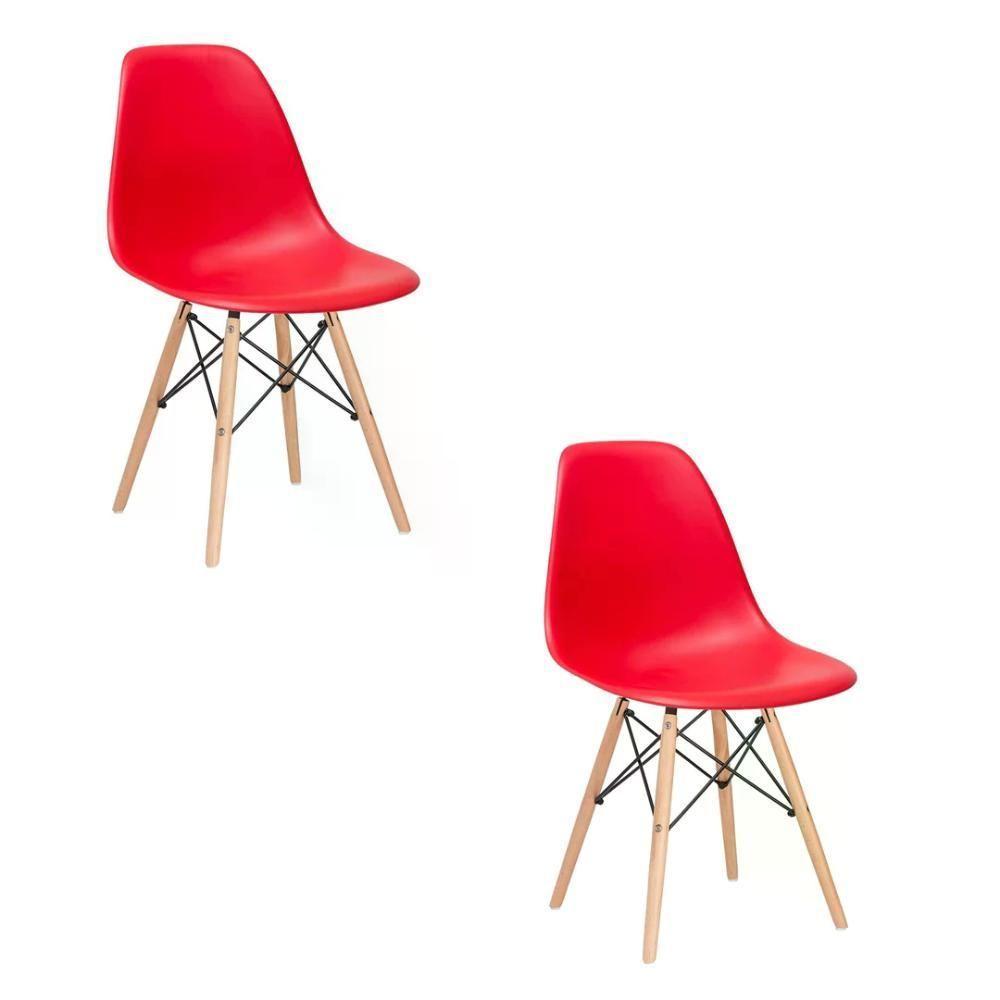Kit 02 Cadeira Charles Eames Eiffel - Vermelho Vermelho - 1