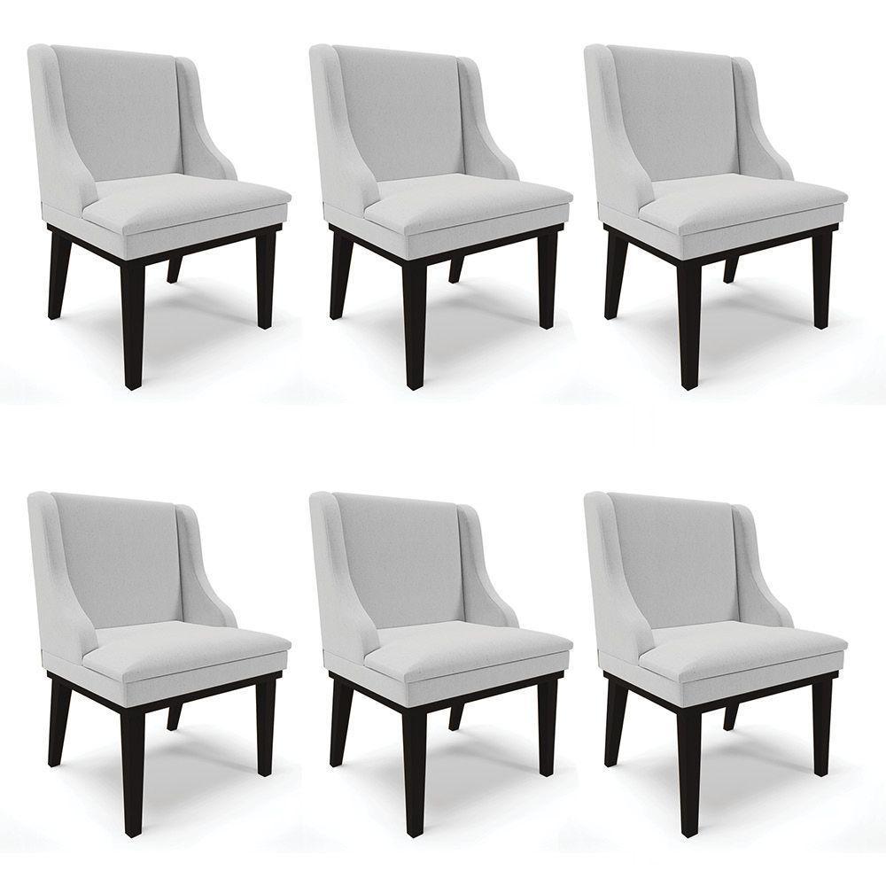 Kit 06 Cadeiras De Jantar Liz Cinza A05 Base Madeira Preto - 1