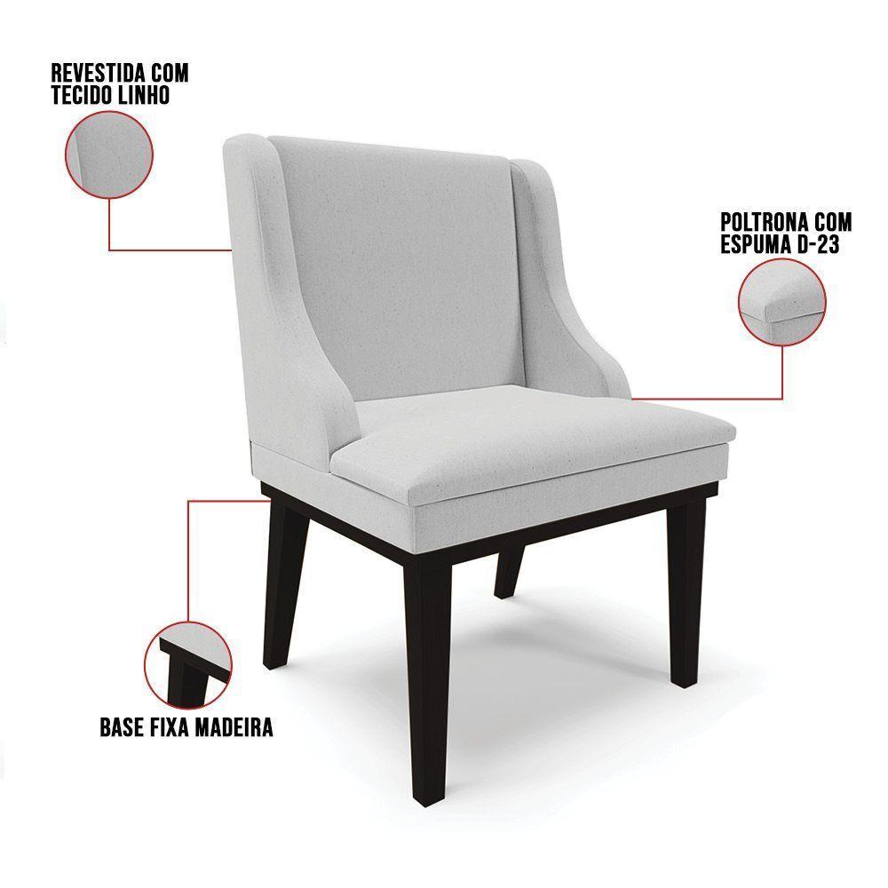 Kit 06 Cadeiras De Jantar Liz Cinza A05 Base Madeira Preto - 4