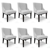 Kit 06 Cadeiras De Jantar Liz Cinza A05 Base Madeira Preto - 1