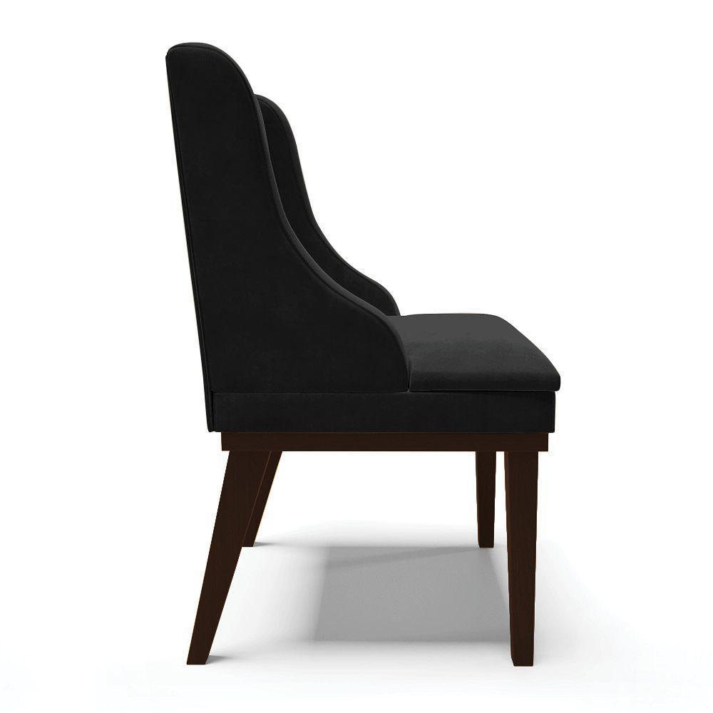 Kit 08 Cadeiras De Jantar Suede Preto Base Fixa Madeira - 6