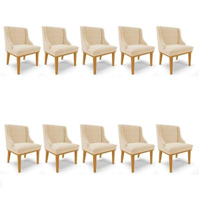 Kit 10 Cadeiras De Jantar Liz Suede Bege