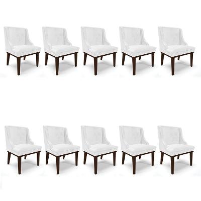 Kit 10 Cadeiras De Jantar Corano Branco Base Madeira