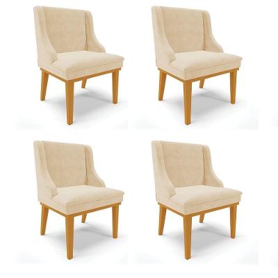 Kit 04 Cadeiras De Jantar Liz Suede Bege