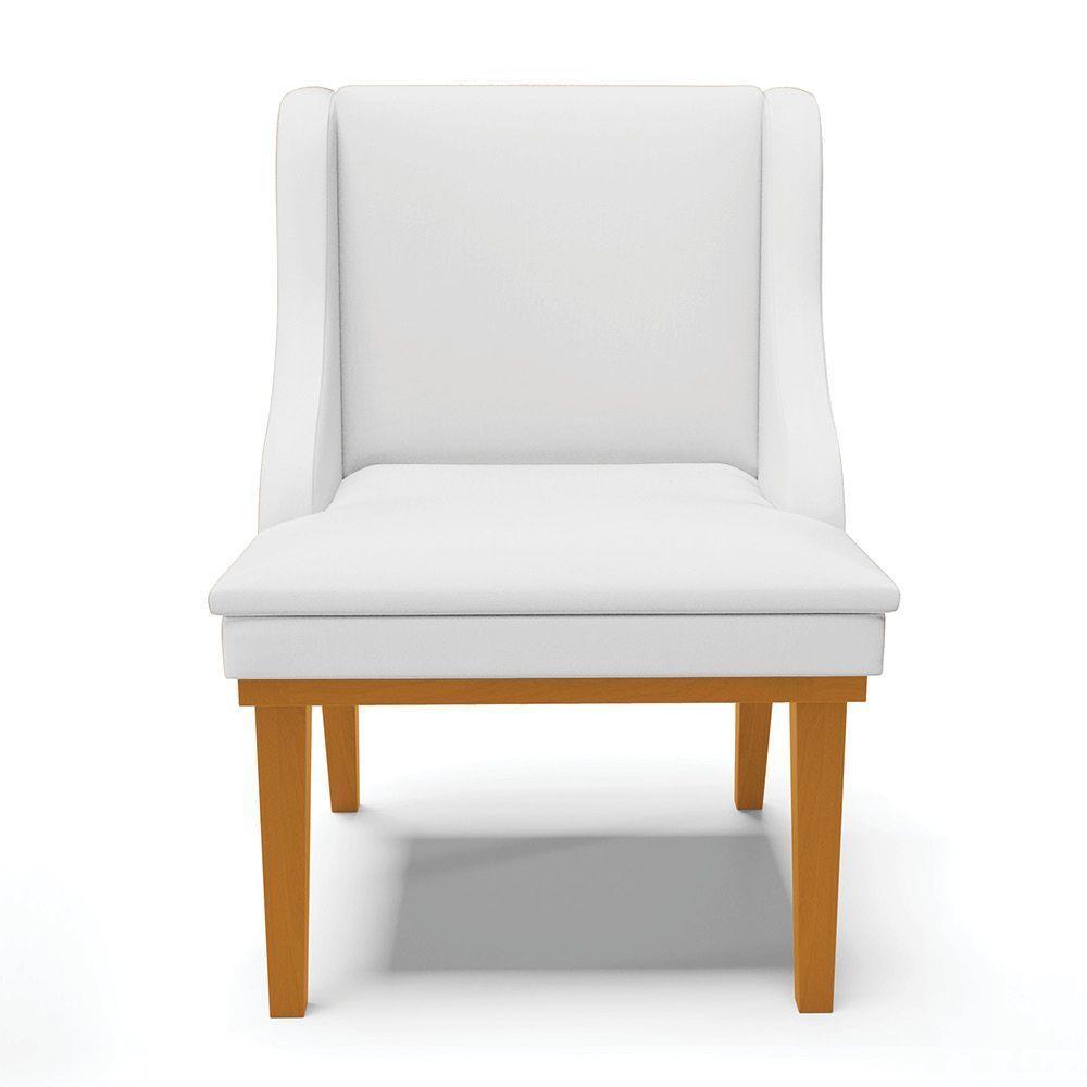 Kit 02 Cadeiras De Jantar Base Madeira Castanho Branco - 7