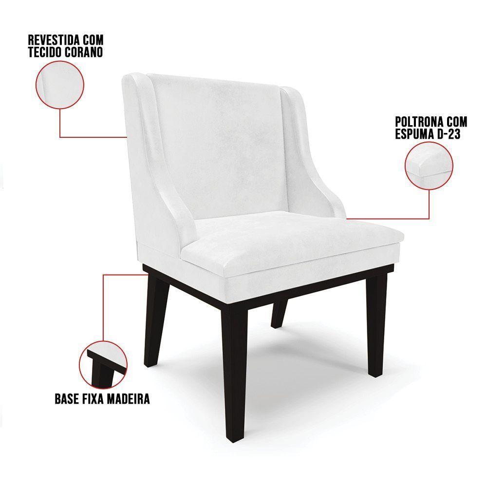 Kit 02 Cadeiras De Jantar Corano Branco Base Madeira - 4