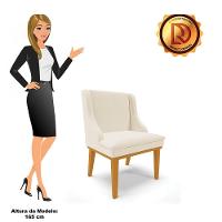 Kit 02 Cadeiras De Jantar Linho Bege Base Madeira Castanho - 3