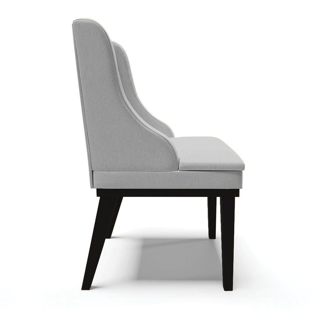 Kit 04 Cadeiras De Jantar Liz Cinza A05 Base Madeira Preto - 6