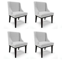 Kit 04 Cadeiras De Jantar Liz Cinza A05 Base Madeira Preto - 1