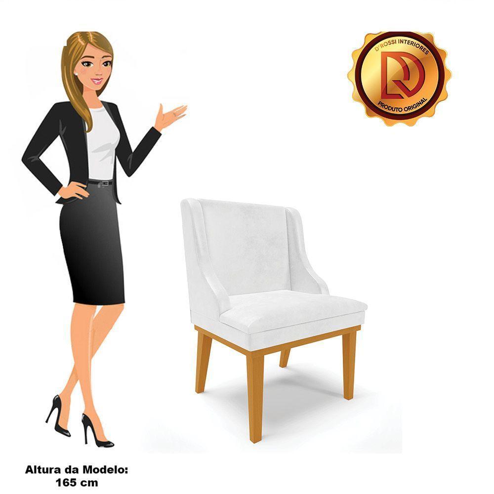 Kit 08 Cadeiras Corano Branco Base Madeira Castanho - 3