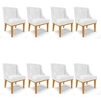 Kit 08 Cadeiras Corano Branco Base Madeira Castanho - 1