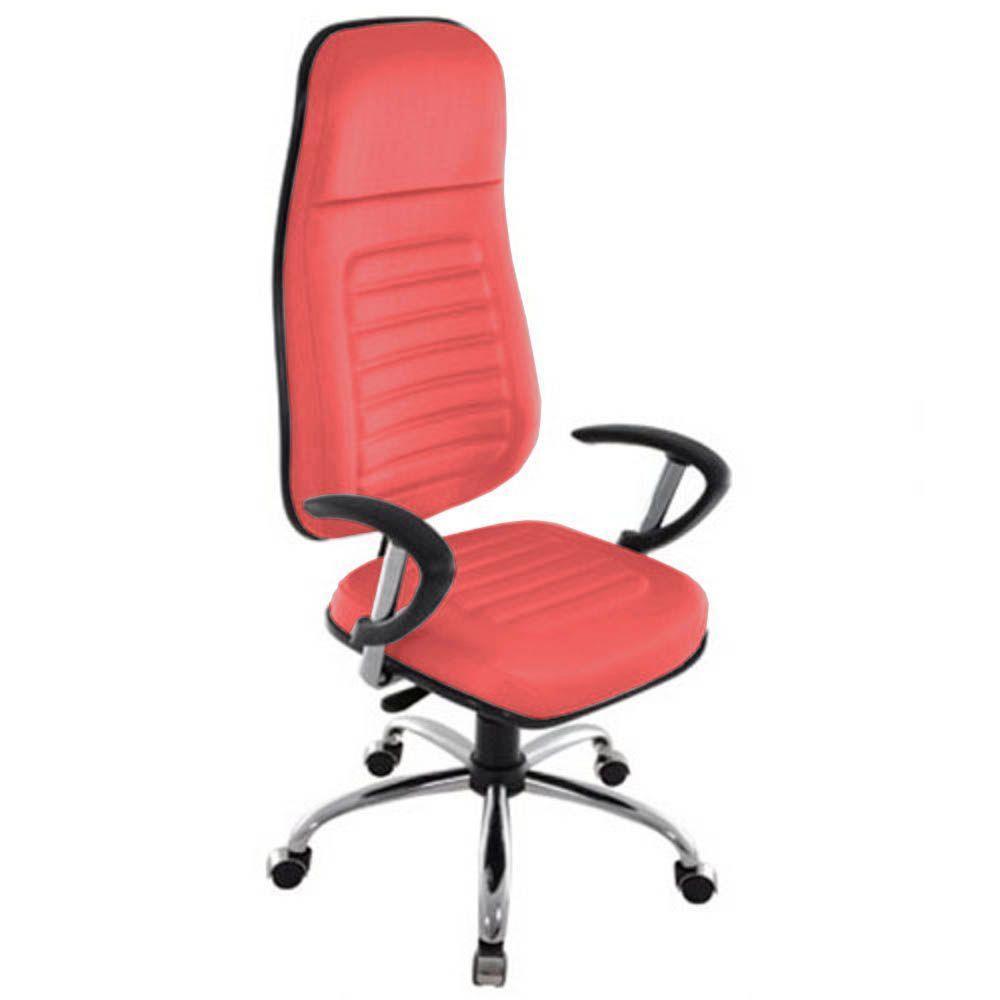 Cadeira Presidente Com Espaldar Alto Linha Blenda Vermelho. - 1