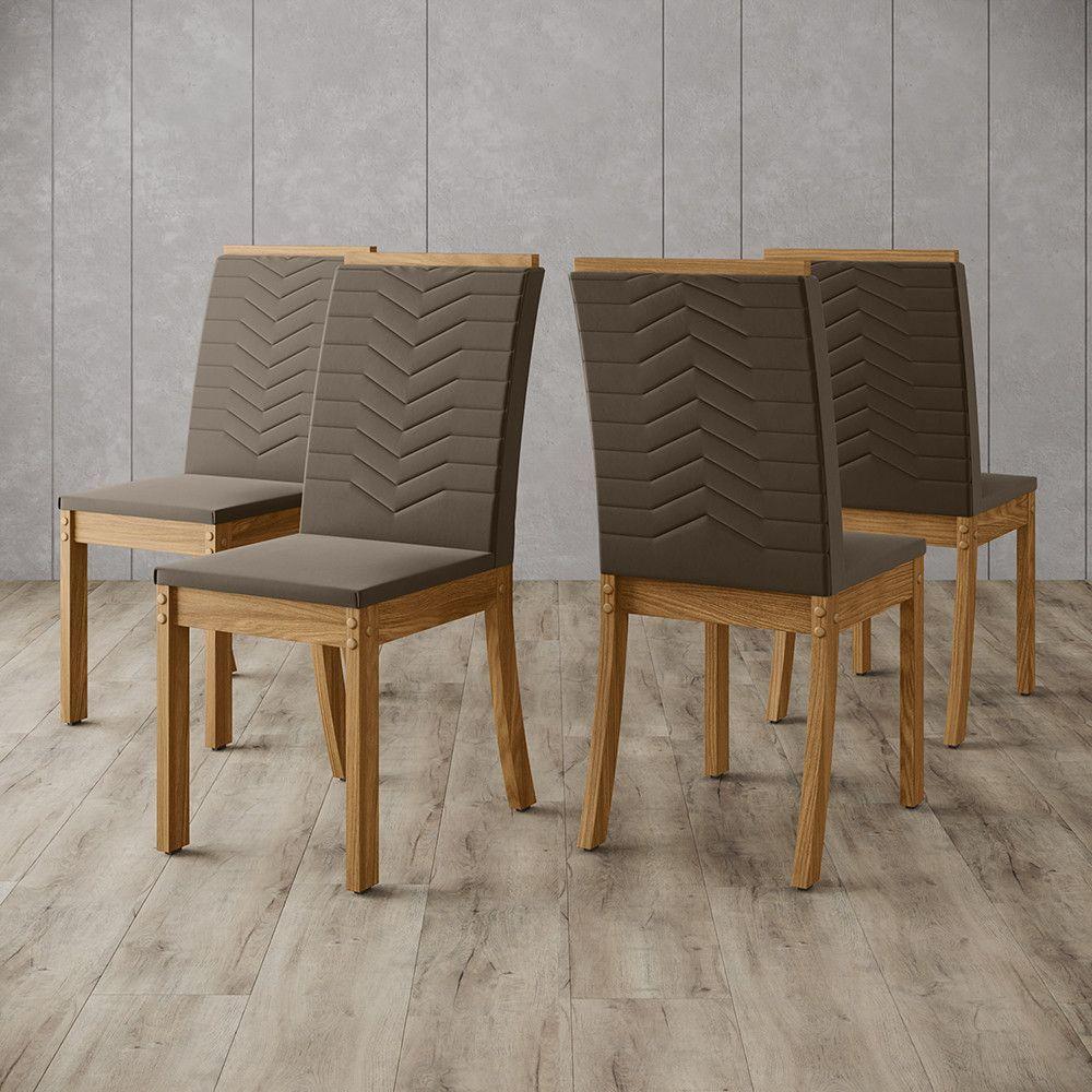 Conjunto De 04 Cadeiras Estofadas Dina Henn Nature Com Bege - 1