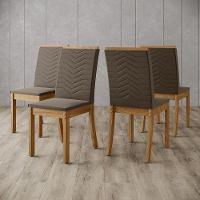 Conjunto De 04 Cadeiras Estofadas Dina Henn Nature Com Bege - 1